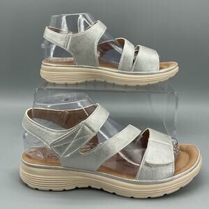 NEW Good Choice Women’s Judy Comfort Flat Sandals Silver Size 8